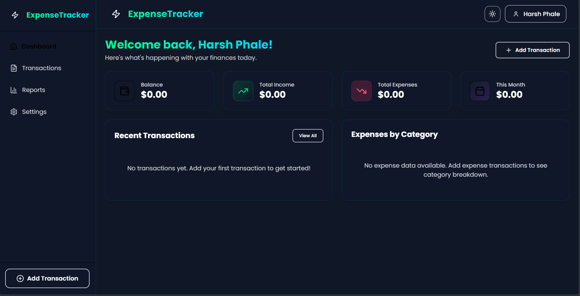 Expense Tracker - Personal Finance Dashboard interface preview