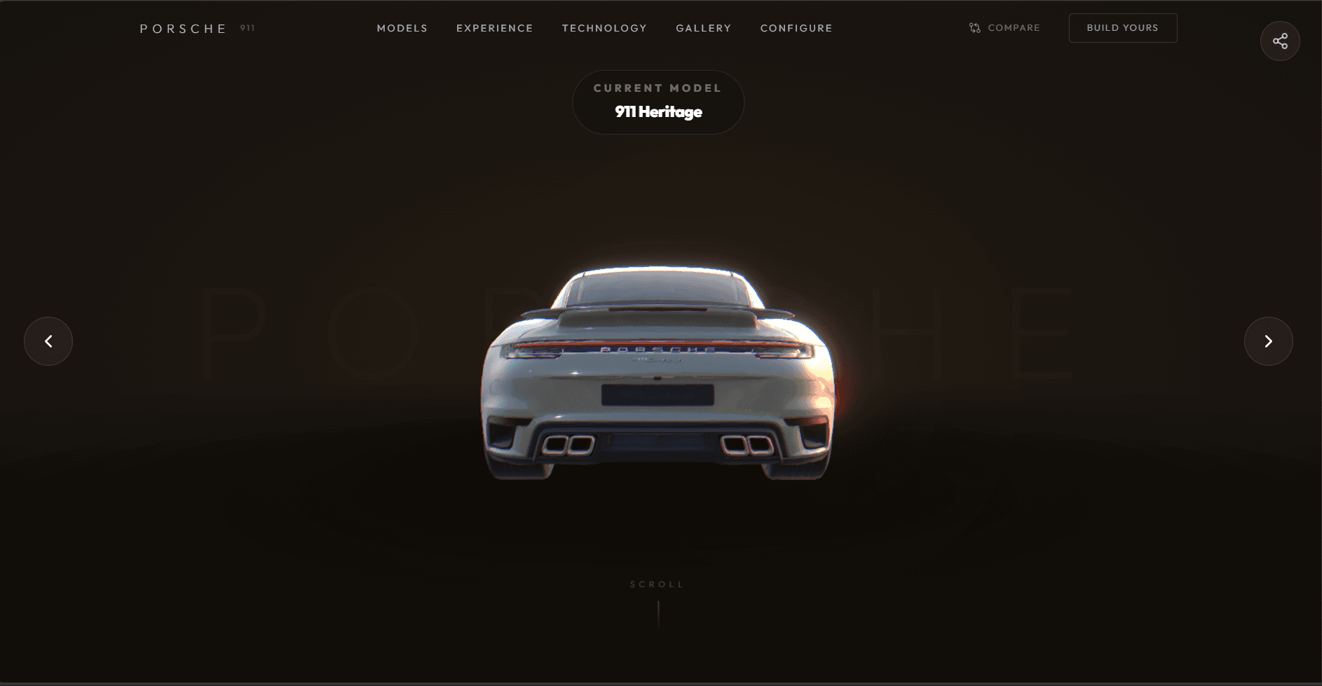 Porsche Reimagined - Automotive Landing Page interface preview