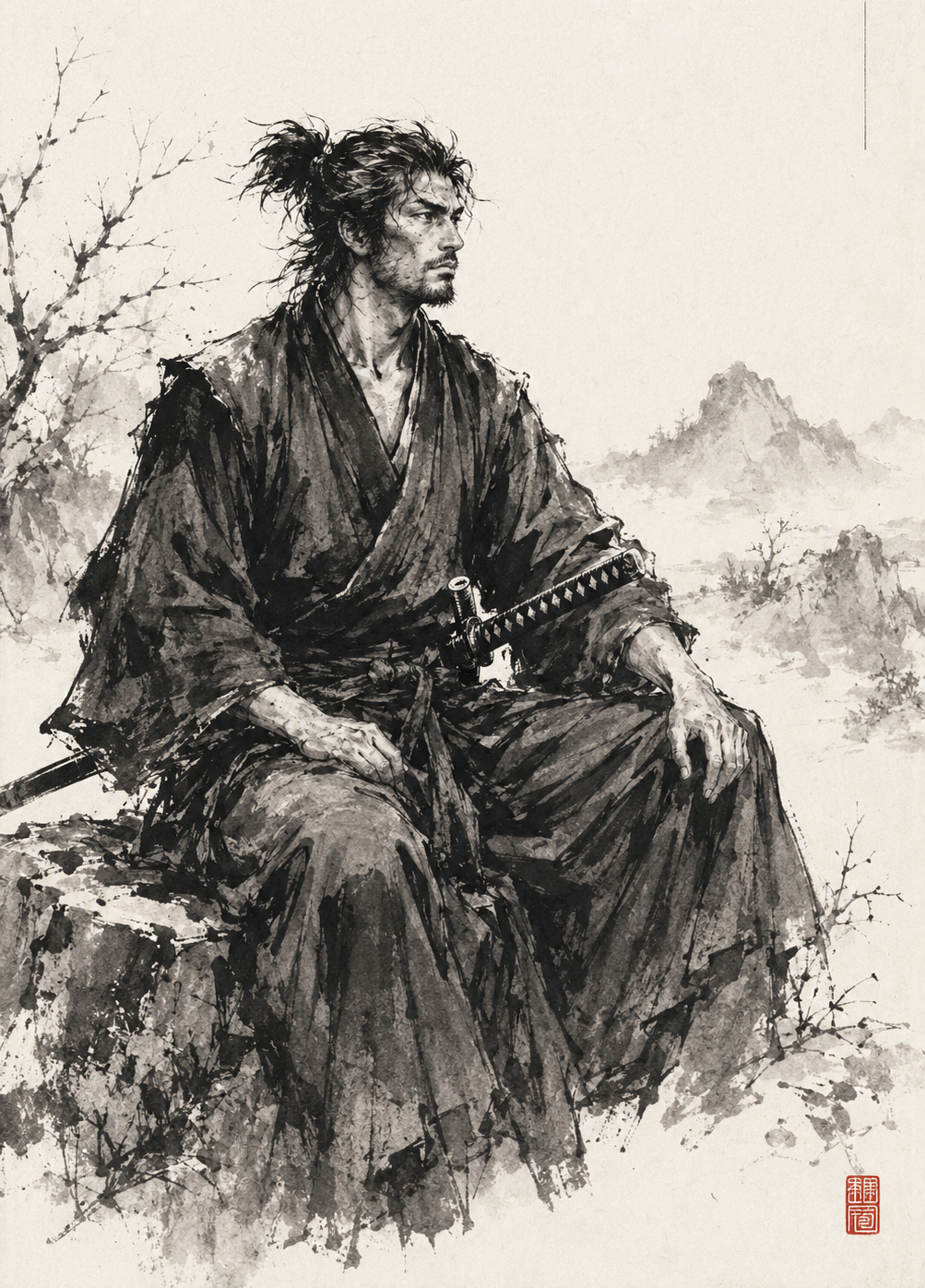 Vagabond Ronin Ink Art